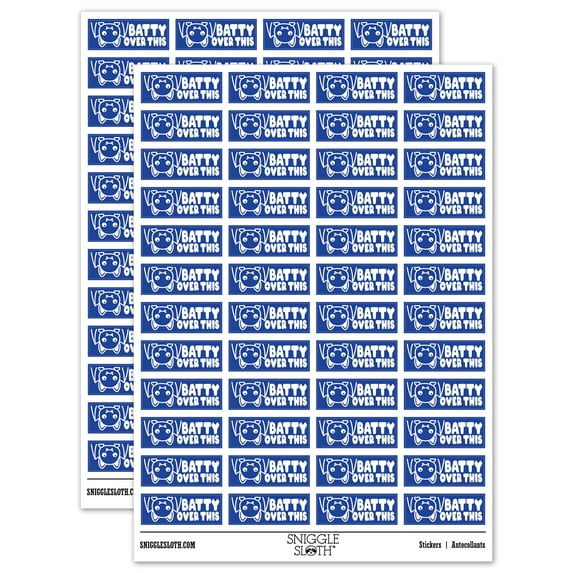 Batty Over This Bat Teacher Student School Sticker Set - Dark Blue - Matte Finish - 1.25" Mini