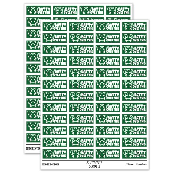 Batty Over This Bat Teacher Student School Sticker Set - Dark Green - Gloss Finish - 1.25" Mini