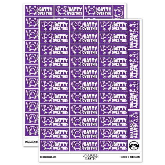 Batty Over This Bat Teacher Student School Sticker Set - Purple - Gloss Finish - 1.5" Small
