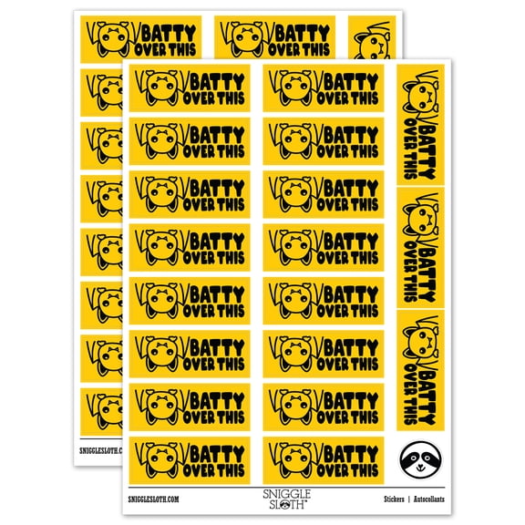 Batty Over This Bat Teacher Student School Sticker Set - Yellow - Gloss Finish - 2.00" Large