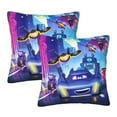 Batwheels Black Square Plush Pillow Cases Set Of 2， DoubleSided Decor