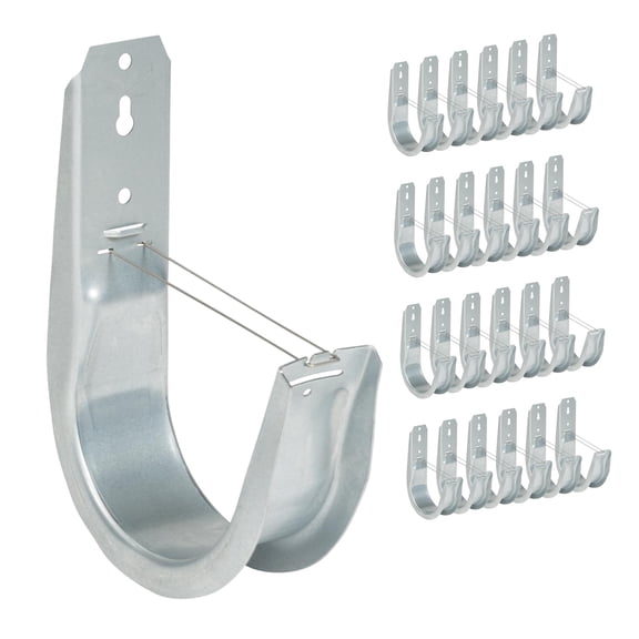 Batwing J Hook 2” with Retainer Clip - Galvanized Steel Cable Management Hooks for Hanging Cable to Hanger Wire and Threaded Rod - Rust-Resistant, EIA and TIA Compliant - 2 Inch 25 Pack