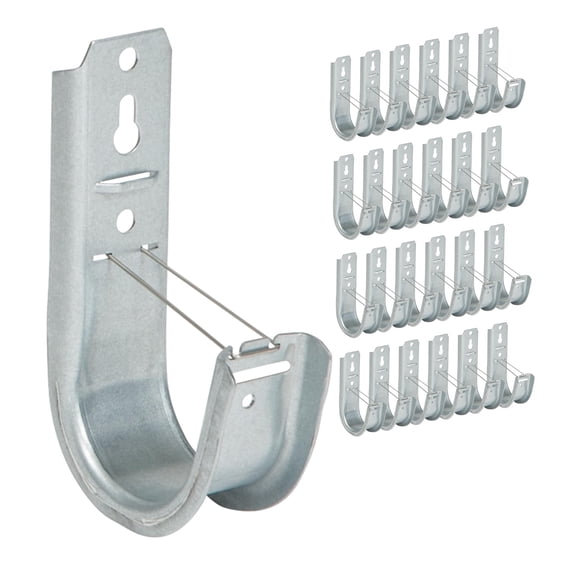 Batwing J Hook 2” with Retainer Clip - Galvanized Steel Cable Management Hooks for Hanging Cable to Hanger Wire and Threaded Rod - Rust-Resistant, EIA and TIA Compliant - 2 Inch 25 Pack