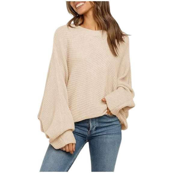 Batwing Long Sleeve Knit Sweater for Women Solid Color Relaxed Fit Pullover Top Casual Cozy Got Sweatshirt Women's Sweatshirt Mens Dark Hoodie Mens Pullovers Sweatshirts for Men Big and Tall