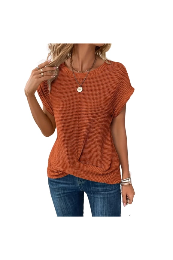 Batwing Sleeve Shirts for Women Ribbed Wrap Hem Tees Casual Summer Loose Breathable Streetwear Tops