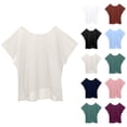 thumbnail image 1 of Batwing Sleeve Tops for Women Summer Casual Cotton Linen Lightweight Short Sleeve Crewneck Oversized T Shirts, 1 of 7
