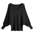 thumbnail image 1 of Batwing Sweater Deep V Neck Loose Fitting Oversized Pullover Top, 1 of 3