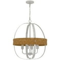 thumbnail image 1 of Baty Chandelier, 4 Light Rustic Rattan Round, White Metal 21 Inch, 1 of 7