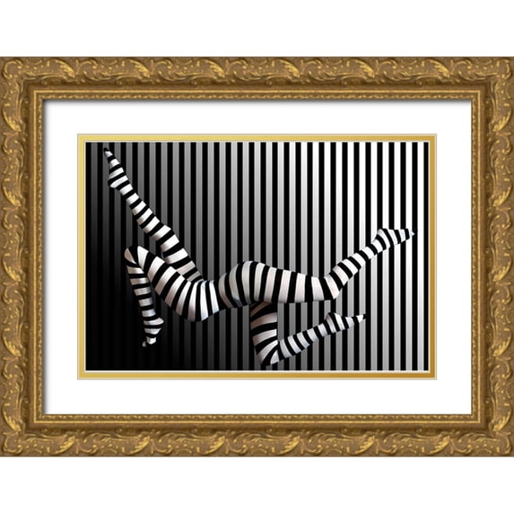 Batzdorf, Erhard 18x13 Gold Ornate Wood Framed with Double Matting Museum Art Print Titled - Novelty Striped Four-Leggs No 2