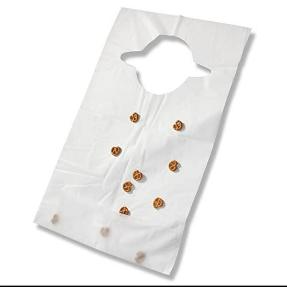Bau Technik 100 Pack Of Crumb Catcher Disposable Dining Bibs - Soft Comfortable Disposable Bibs - Adult Size 20 x 15 Inch Bibs