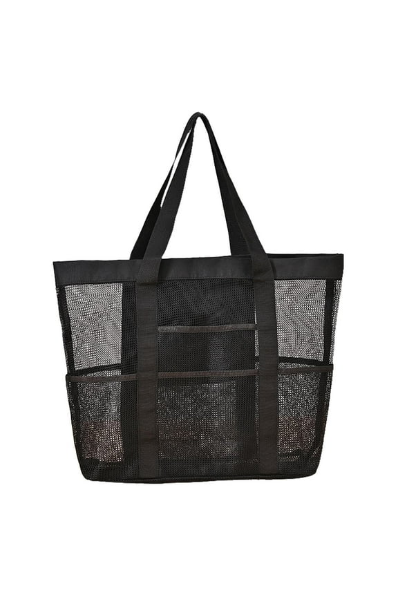 Beach Toys Mesh Beach Bag With Zipper and Total 9 Pockets Large Beach Tote Sandproof Storage Travel Bag Black and Green Includes 1 Pocket for Cell Phone