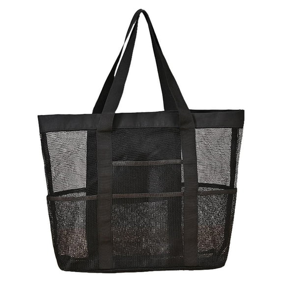 BauDung Beach Toys Mesh Beach Bag With Zipper and Total 9 Pockets Large Beach Tote Sandproof Storage Travel Bag Black and Green Includes 1 Pocket for Cell Phone