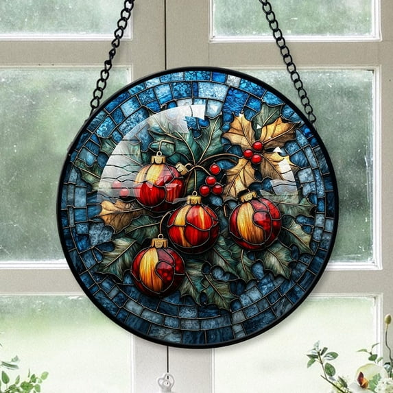 Bauble and Bell Stained Glass Suncatcher, Bauble and Bell, Bauble and Bell Decor, Christmas Stained Glass Suncatcher Decorations for Home, for Kids 8UYMkv