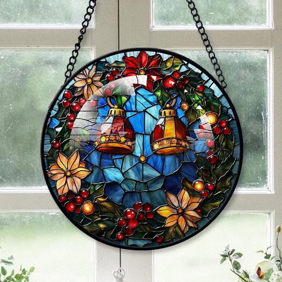 Bauble and Bell Stained Glass Suncatcher, Bauble and Bell, Bauble and Bell Decor, Ornaments Unique, Family Christmas Ornament, Christmas Birthday Gifts for Her cycLKJ