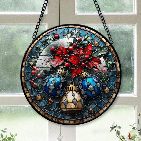 Bauble and Bell Stained Glass Suncatcher, Bauble and Bell, Bauble and Bell Decor, Ornaments Unique, Windows Décor, Outdoor Décor, Christmas Birthday Gifts for Her uGFiop