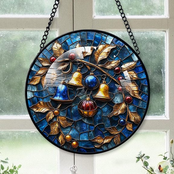 Bauble and Bell Stained Glass Suncatcher, Bauble and Bell Christmas, Bauble and Bell Decor, Ornaments for Christmas, Christmas Little Girl Gifts NomkDA