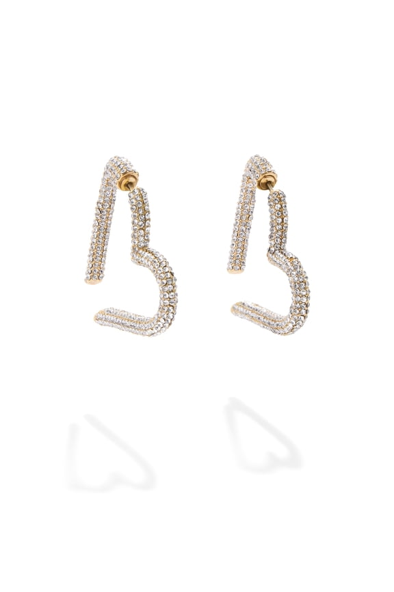 Emory Heart Earrings for Women - Hypoallergenic Gold-Plated Brass with Glass Stones - Sweet Heart Outline Design - Ideal Valentine's Earrings Gift, (Gold) C113