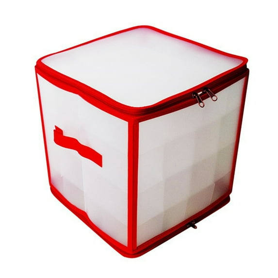Baubles Storage Box Christmas Balls Storage Xmas Tree Decorations Organizer Bauble Storage Divider T Transparent & Red plastic