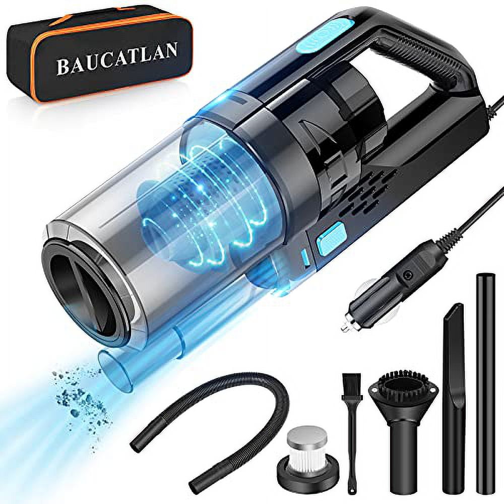 Portable car vacuum cleaner with HEPA filter, for deep cleaning