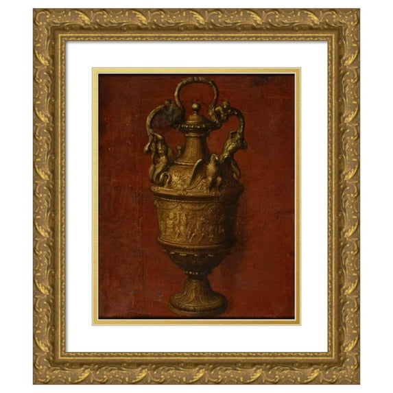 Baudouin Yvart 12x14 Gold Ornate Wood Frame and Double Matted Museum Art Print Titled - A Silver Vase