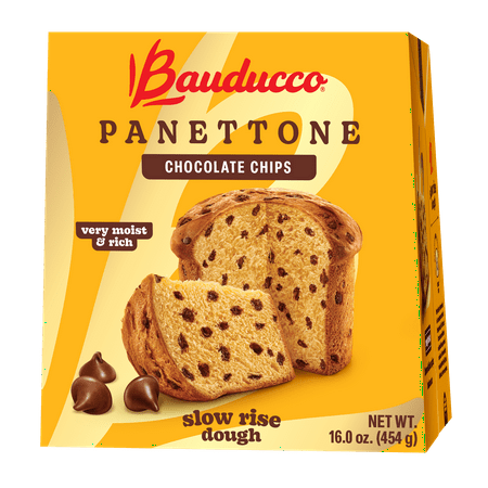 Bauducco Panettone Chocolate Chips, Moist & Fresh, Traditional Italian Recipe, Holiday Cake, 16oz
