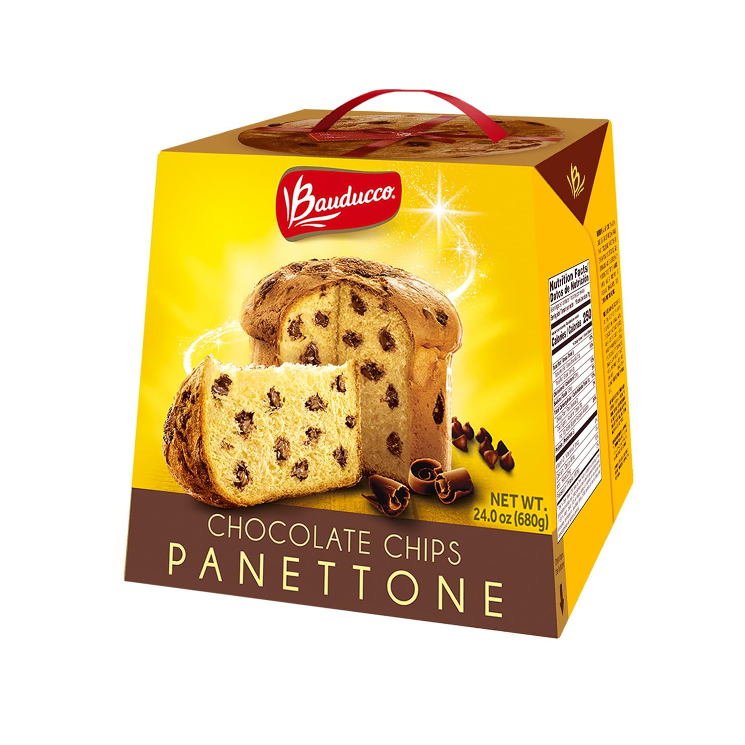 Bauducco Panettone with Chocolate Chips, Moist & Fresh, Traditional Italian Recipe, Italian Traditional Holiday Cake 24.0oz (Pack of 1)