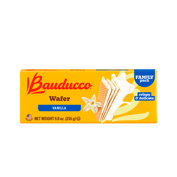 Bauducco Vanilla Wafers, Crispy Wafer Cookies with 3 Delicious, Vanilla Flavored Cream, Family Pack, 9.0oz