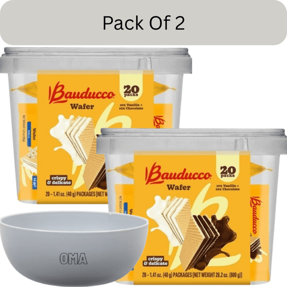 Bauducco Wafer Tub, 20 Pack-2pk, With Olive White Bowl By OMA