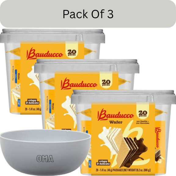 Bauducco Wafer Tub, 20 Pack-3pk, With Olive White Bowl By OMA