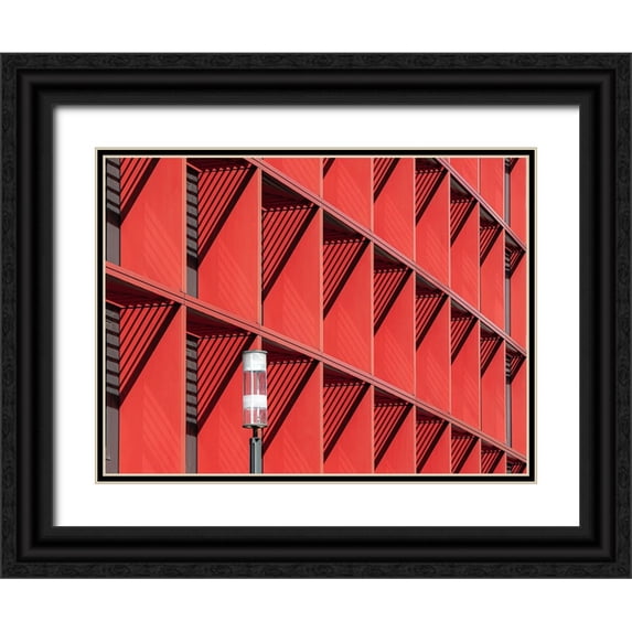 Bauer, Andreas 24x19 Black Ornate Wood Framed with Double Matting Museum Art Print Titled - Street Lamp