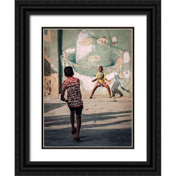 Bauer, Andreas 25x32 Black Ornate Wood Framed with Double Matting Museum Art Print Titled - Futbol