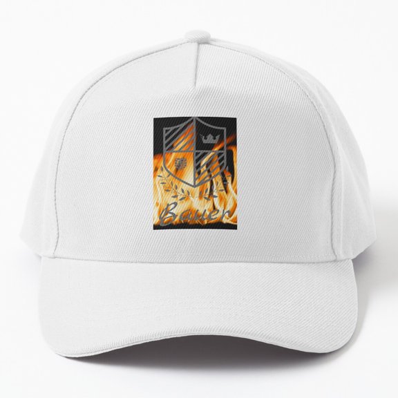 Bauer Flames Logo Baseball Hat, Fiery Name Emblem Graphic Design, Classic Cap