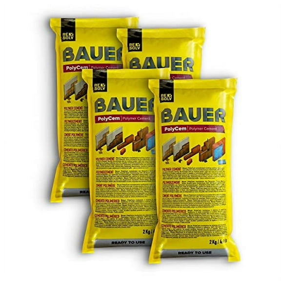 Bauer Instant Polymer Cement - Ready-to-Use, Replaces Mortar & Adhesives, 4.4lb Bag, 4 Pack