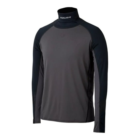 Bauer S19 Hockey Long Sleeve Neck Protect YOUTH Shirt, Integrated Neck Guard