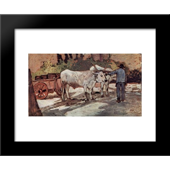 Bauer mit Ochsenkarren 20x24 Framed Art Print by Giovanni Fattori