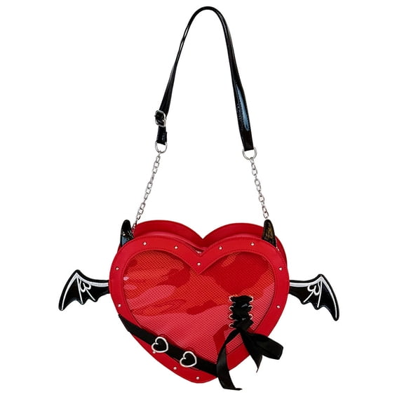 Baugery Anime Heart Ita-Bag - Kawaii Lolita Japanese JK Handbag, Cute Cutecore PU Leather Crossbody/Shoulder Purse with Adjustable Strap for Daily/Cosplay
