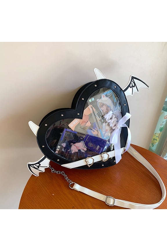 Anime Heart Ita-Bag - Kawaii Lolita Japanese JK Handbag, Cute Cutecore PU Leather Crossbody/Shoulder Purse with Adjustable Strap for Daily/Cosplay