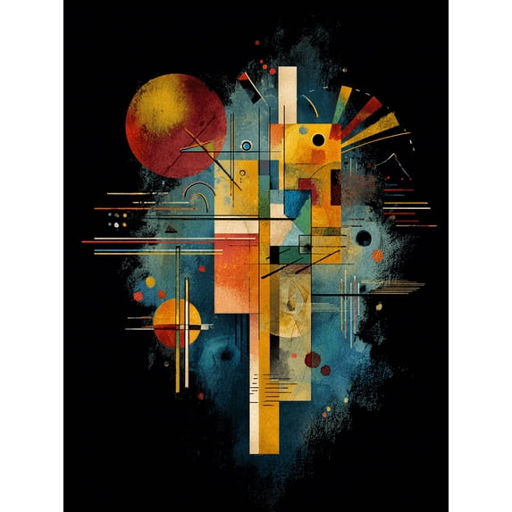 Bauhaus Abstract Geometric Canvas Print,Mid Century Modern Home Decor