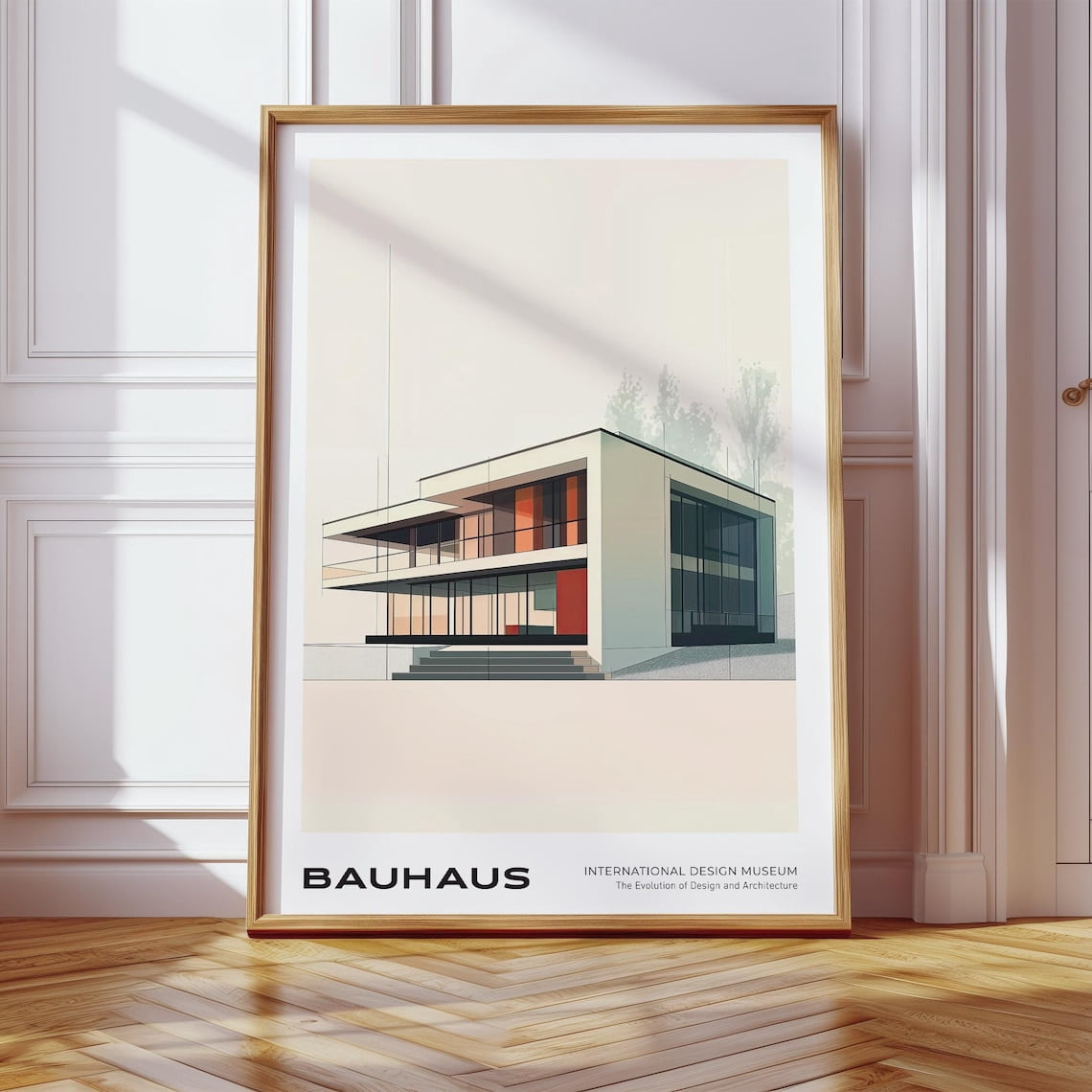Bauhaus Architecture Poster Modernist House Print With Glass Facade And ...