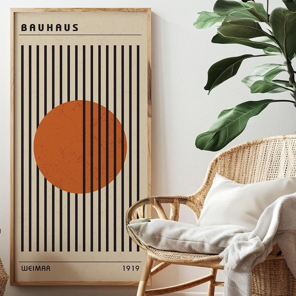 Bauhaus Geometric Wall Art, Abstract Poster, Vintage Orange Print ...