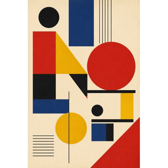 Bauhaus Inspired Geometric Abstract Composition Poster - Bold Retro ...