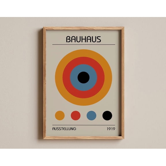 Bauhaus Modernist Geometric Artwork Retro Abstract Architecture Decor, Unframed Canvas