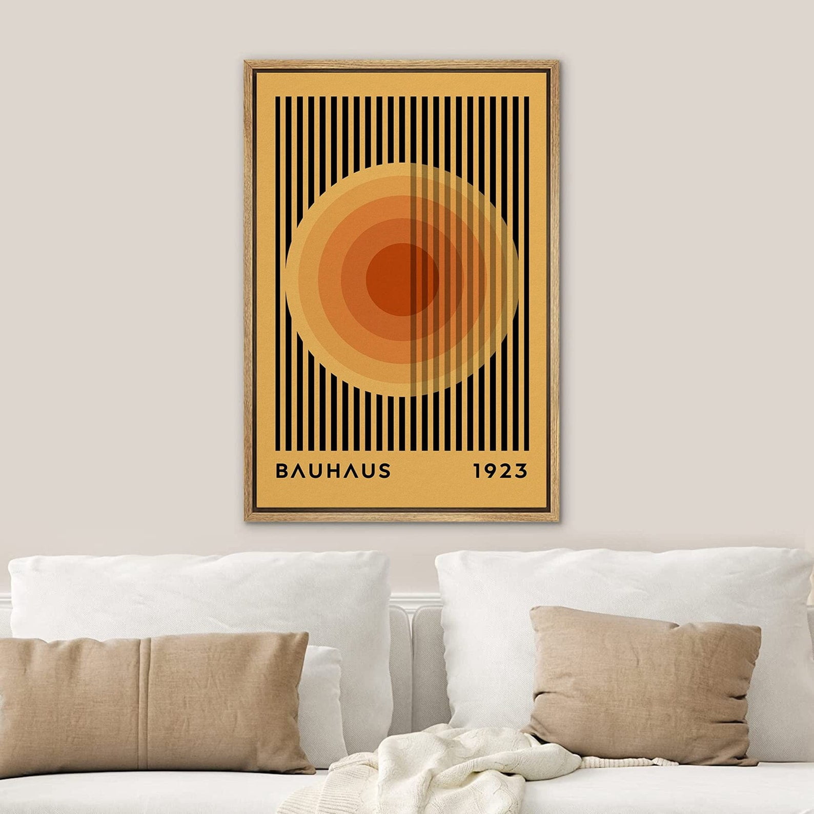 Bauhaus Orange Circle Abstract Illustration Mid Century Modern Wall Art ...