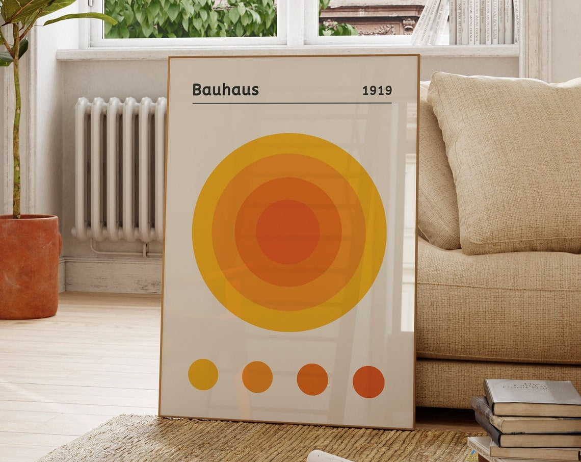 Bauhaus Orange Print Bauhaus Poster Bauhaus Wall Art Orange Sun Print ...
