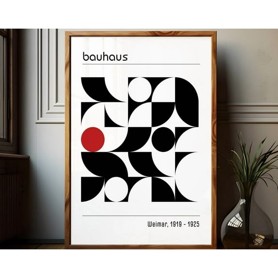 Bauhaus Poster Download Print Mid Century Modern Home Office Wall Decor Geometric Printable Affiche Poster Black And White Bauhaus Print ,Decor For Living Room Bedroom, 24x36 UNFRAMED