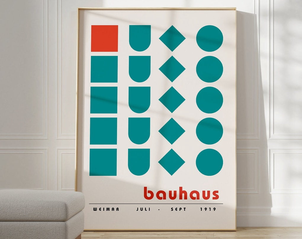 Bauhaus Poster Print - Geometric Wall Art As Living Room Decor, Retro ...