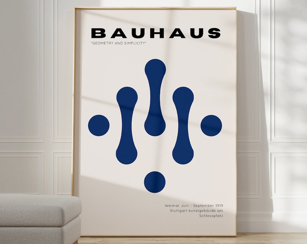 Bauhaus Poster Print - Geometric Wall Art As Living Room Decor, Retro ...