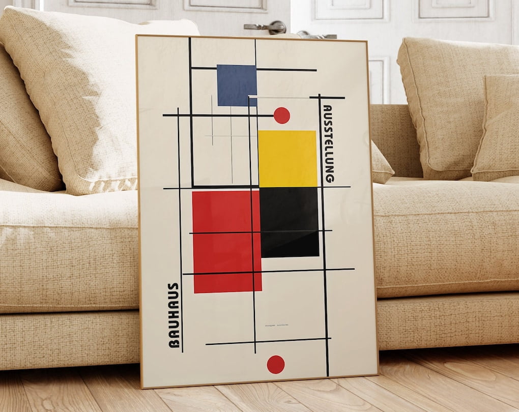 Bauhaus Poster Print - Geometric Wall Art As Living Room Decor, Retro ...