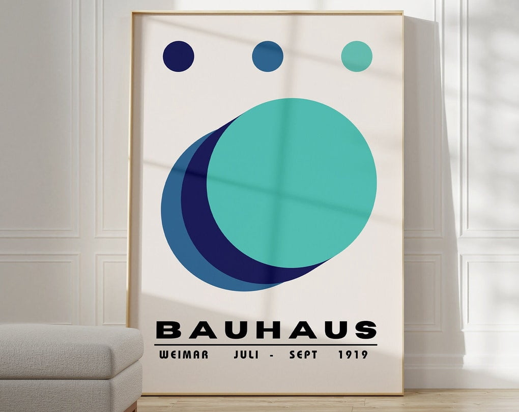 Bauhaus Poster Print - Geometric Wall Art As Living Room Decor, Retro ...