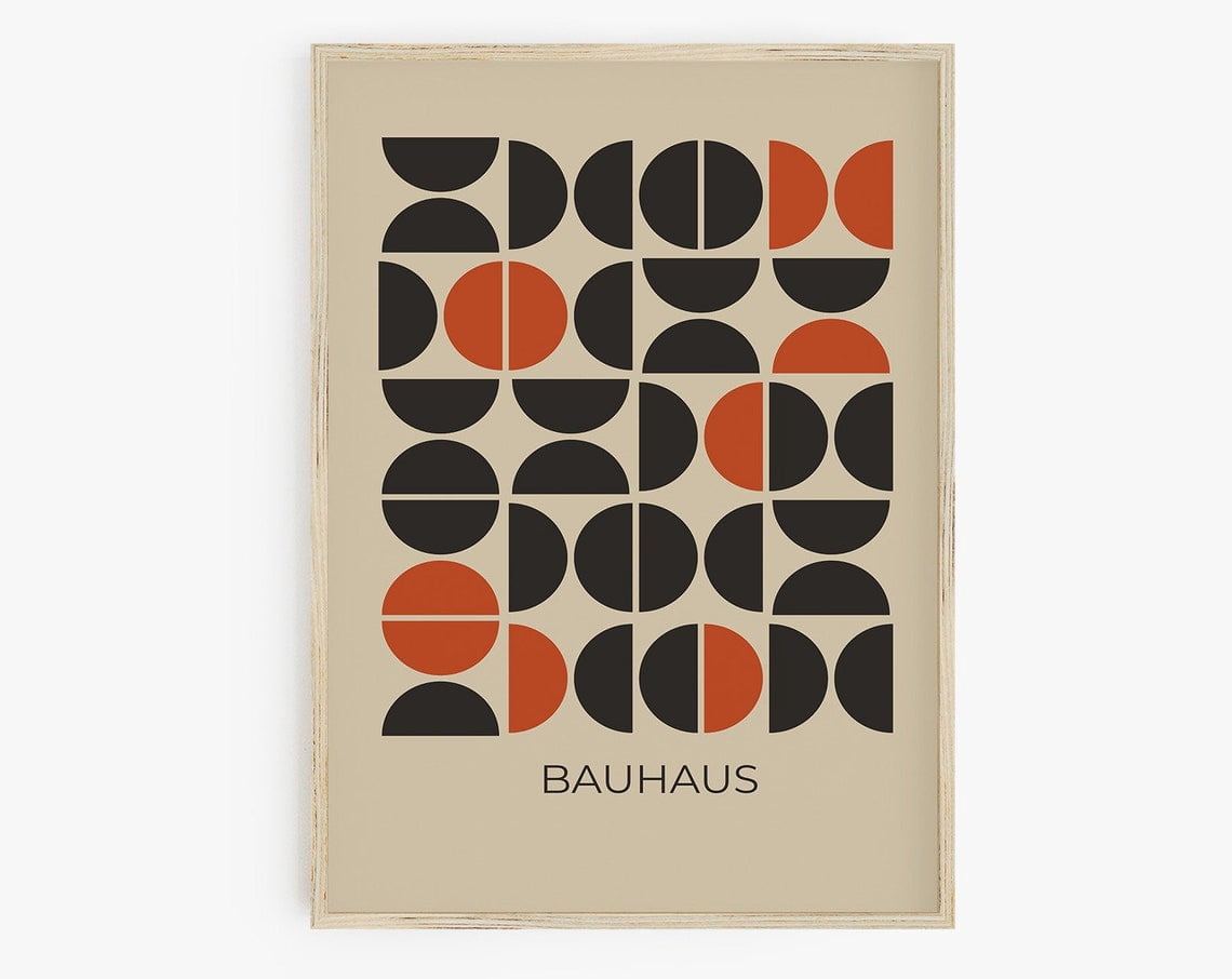 Bauhaus Poster Terracotta Black, Mid Century Modern Retro Poster, Pop ...